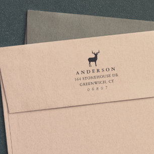 Rustic Winter Reindeer Return Address Self-inking Stamp