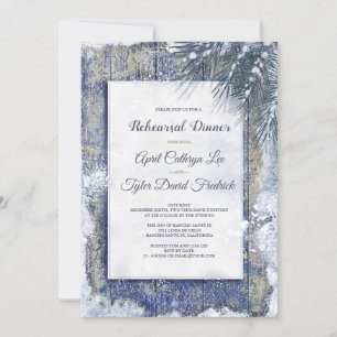 Rustic Winter Snow Barn Wood Rehearsal Dinner Invitation