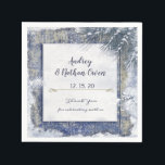 Rustic Winter Snow Barn Wood Wedding Custom Napkin<br><div class="desc">Beautiful and elegant winter wedding or Christmas Holiday wedding / any celebration event custom paper napkins features a rustic country barn wood design decorated by pine branches in snow,  beautiful colours of pale navy,  mustard yellow and white. All text can be modified to suit your occasion.</div>