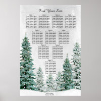 rustic winter snow scene wedding seating chart