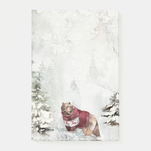 Rustic Winter Snow Scene with Bear Post-it Notes