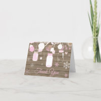 Rustic Winter Snowflake Mason Jar Pink