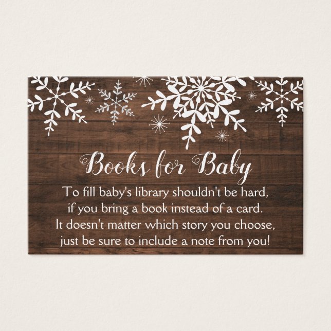 Rustic Winter Snowflakes Baby Shower Bring a Book (Front)