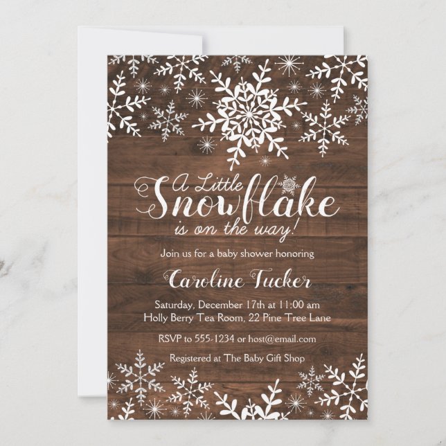 Rustic Winter Snowflakes Baby Shower Invitation (Front)