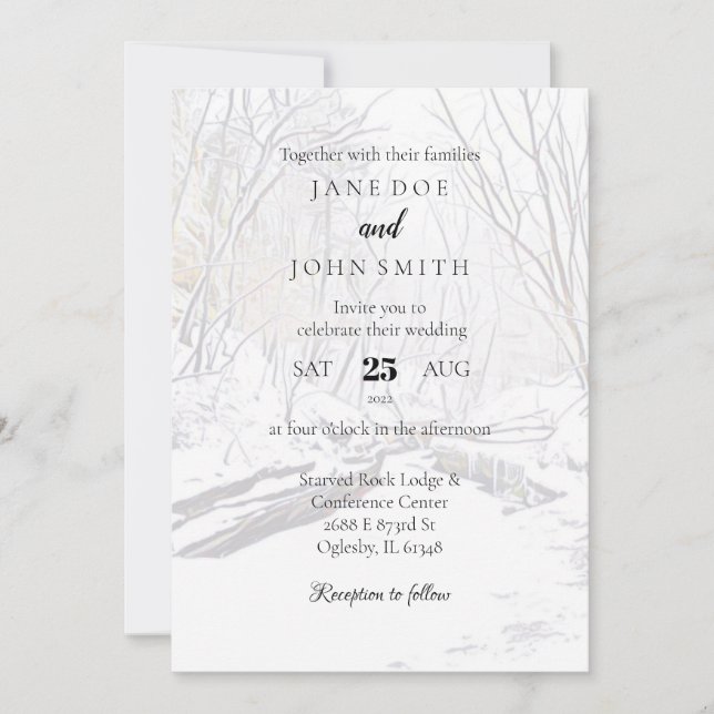 Rustic Winter Snowy Canyon Wedding Invitation (Front)