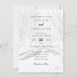 Rustic Winter Snowy Canyon Wedding Invitation