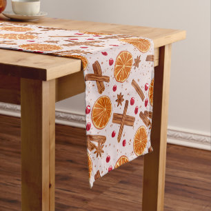 Rustic Winter Spices Seamless Pattern Short Table Runner