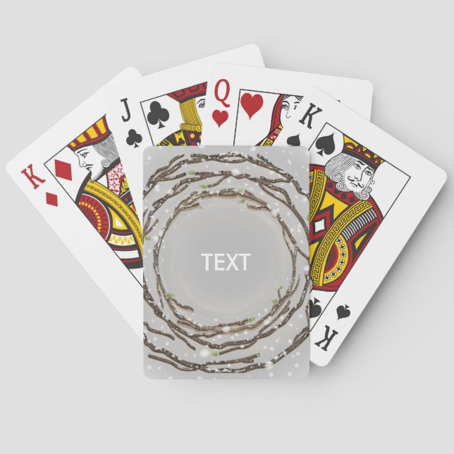 Rustic Winter Tree Branches Snowy Playing Cards (Back)