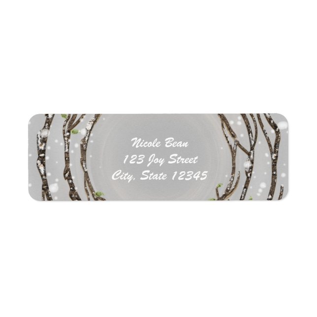 Rustic Winter Tree Branches Wedding Address Labels (Front)