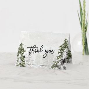 rustic winter trees wedding thank you card