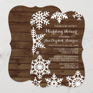Rustic Winter Wedding Barn Wood  Bridal Shower Invitation