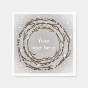 Rustic Winter Wedding Branches & Country Snow Napkin
