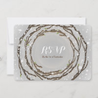Rustic Winter Wedding Branches RSVP Card