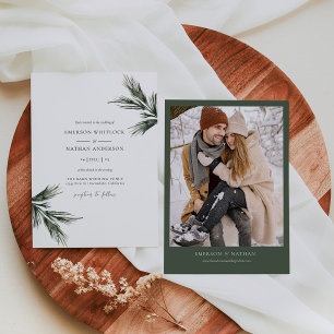 Rustic Winter Wedding Invitation Greenery Pine