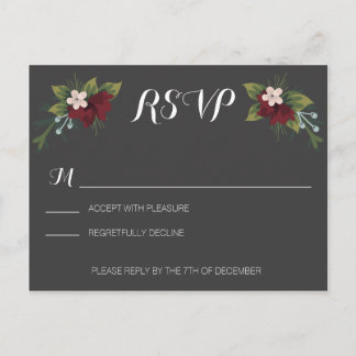 Rustic Winter Wedding RSVP Invitation Postcard