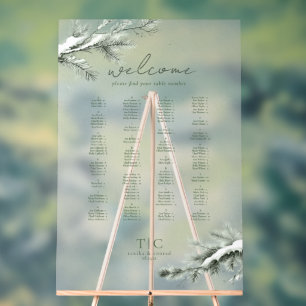 Rustic Winter Wedding Seating Forest Green ID1049 Acrylic Sign