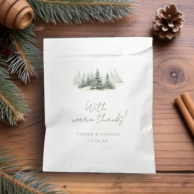 Rustic Winter Wedding Thanks Forest Green ID1049 Favour Bags (Creator Uploaded)