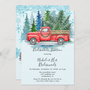Rustic Winter Wedding Truck Bridesmaids Luncheon Invitation