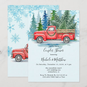 Rustic Winter Wedding Truck Couples Shower Invitation