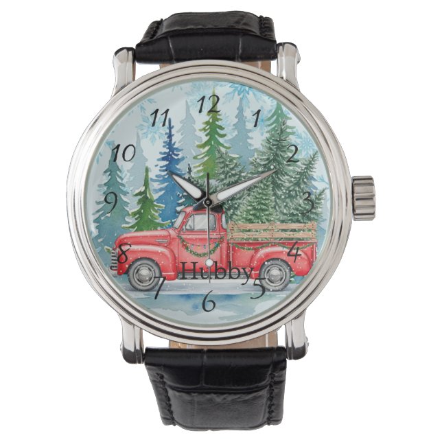Rustic Winter Wedding Truck Hubby Watch (Front)