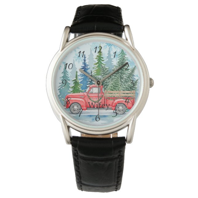 Rustic Winter Wedding Truck Wifey favour Watch (Front)