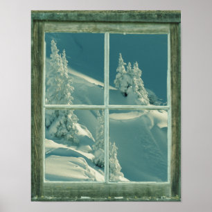 Rustic Winter Window Wonderland Poster