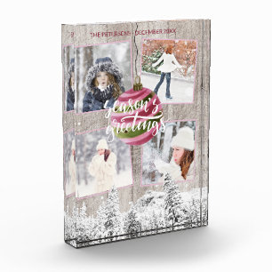 Rustic Winter Wonderland Barn Wood Photo Collage Block