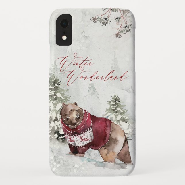 Rustic Winter Wonderland Bear in Snow Case-Mate iPhone Case (Back)