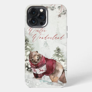Rustic Winter Wonderland Bear in Snow iPhone 13 Pro Max Case