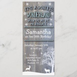 Rustic Winter Wonderland Birthday Invitation