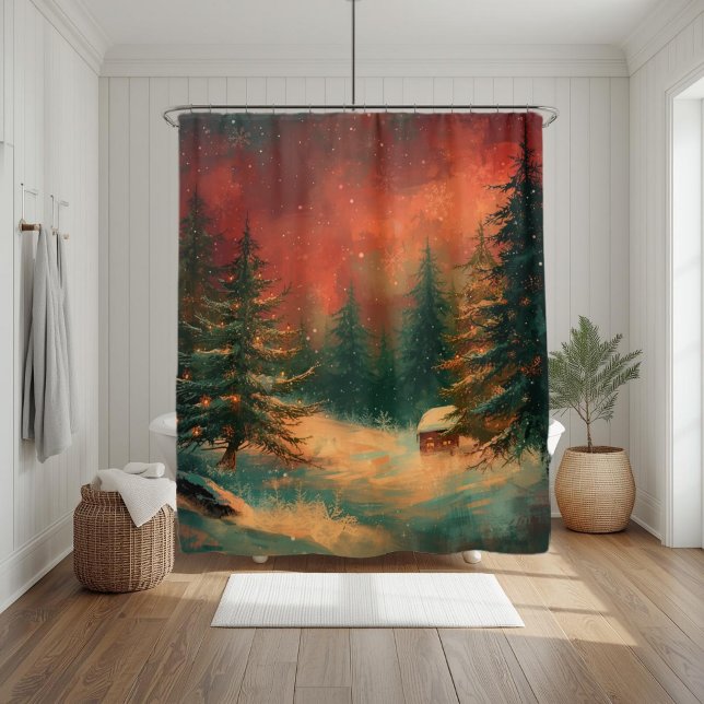 Rustic Winter Wonderland Christmas Shower Curtain (Creator Uploaded)