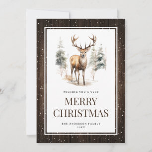 Rustic Winter Wonderland Reindeer Christmas Card