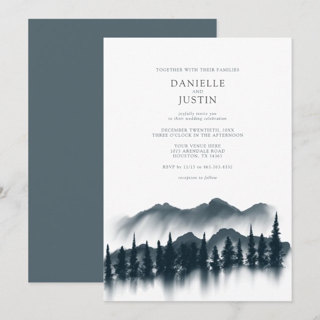 Rustic Winter Wonderland Wedding | Invitation (Front/Back)
