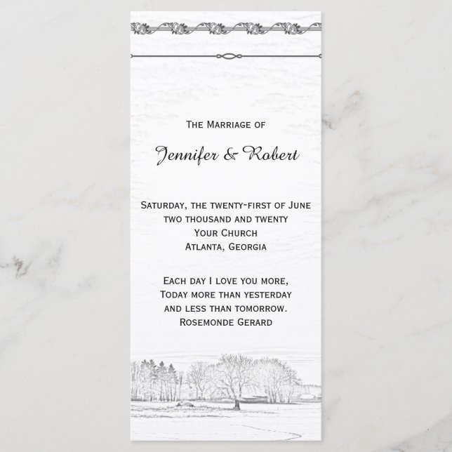 Rustic Winter Wonderland Wedding Program Programme (Front)