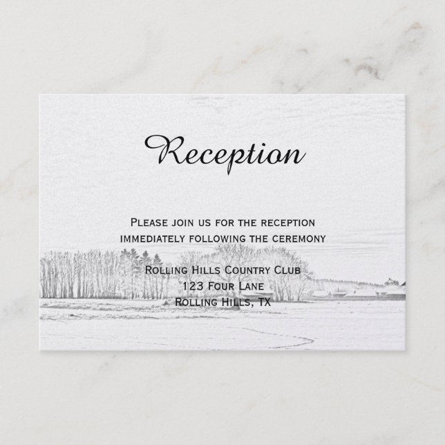 Rustic Winter Wonderland Wedding Reception Enclosure Card (Front)