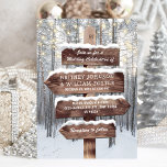 Rustic Winter Wonderland Woodland Lights Wedding Invitation<br><div class="desc">Winter wonderland wedding invitations featuring a romantic snow covered woodland setting, string twinkle lights and your wedding information written on a rustic wooden signpost. For further personalisation, please click the "Customise it" button to modify this template. All text style, colours, and sizes can be modified to suit your needs. You...</div>