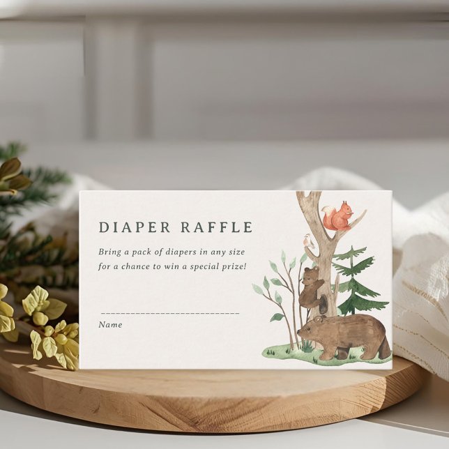 Rustic Winter Woodland Baby Shower Diaper Raffle Enclosure Card (Creator Uploaded)