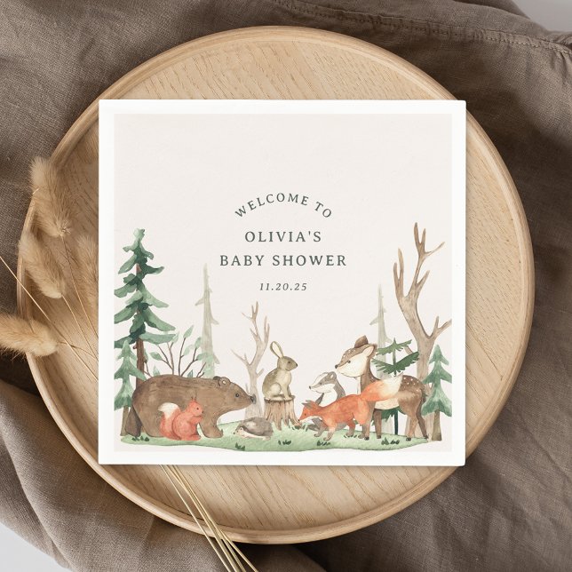 Rustic Winter Woodland Baby Shower Napkin (Creator Uploaded)