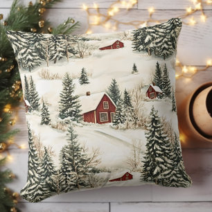 Rustic Winter Woodland Christmas Cushion