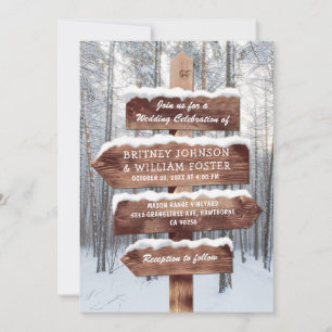 Rustic Winter Woodland Christmas Wedding Invitation