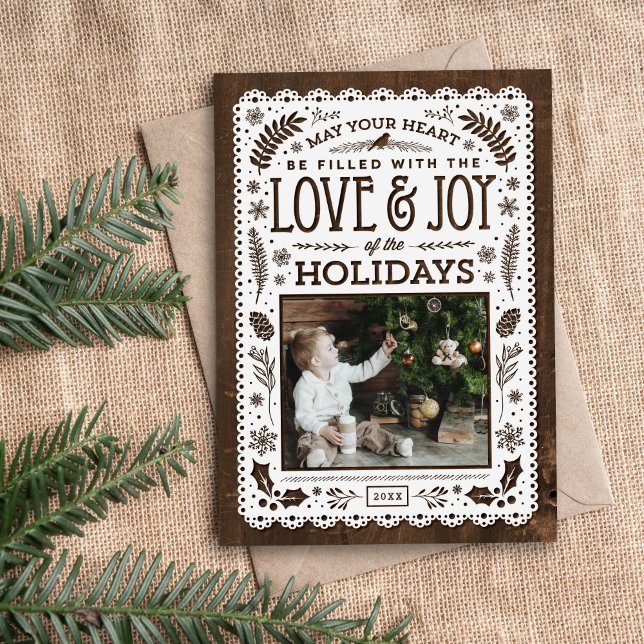 Rustic Winter Woodland Cutout Holiday Photo Card (Creator Uploaded)
