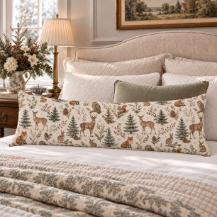 Rustic Winter Woodland Forest Animals Body Cushion