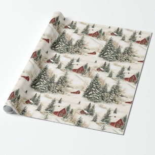 Rustic Winter Woodland Snow Holiday Christmas Wrapping Paper