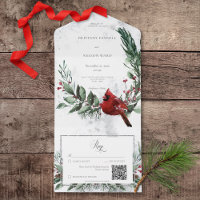 Rustic Winter Wreath & Red Cardinal QR Code