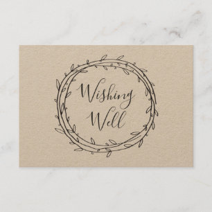 Rustic wishing well. Botanical country wedding Enclosure Card