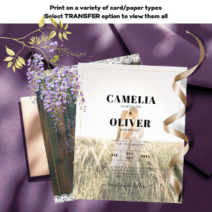 Rustic Wisteria Lace Lights Wedding  PHOTO Invite Flyer