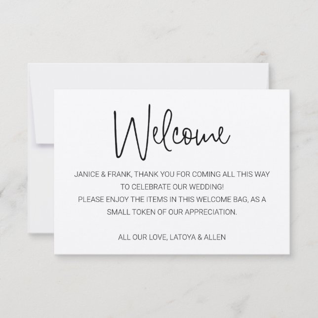 Rustic With Names Welcome Wedding Gift Basket (Front)