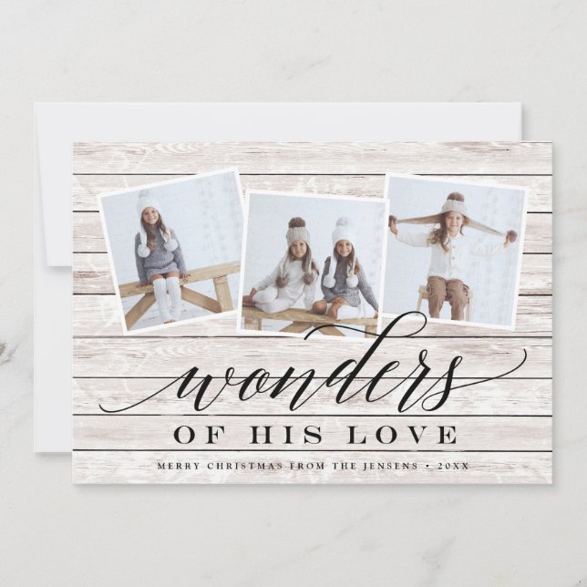 Rustic Wonder | Holiday Photo Collage Card (Front)