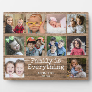 Rustic Wood 10 Photo Collage Family Quote Plaque