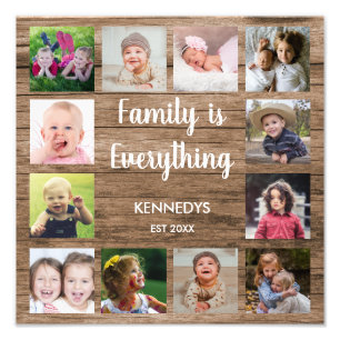 Rustic Wood 12 Photo Collage Family